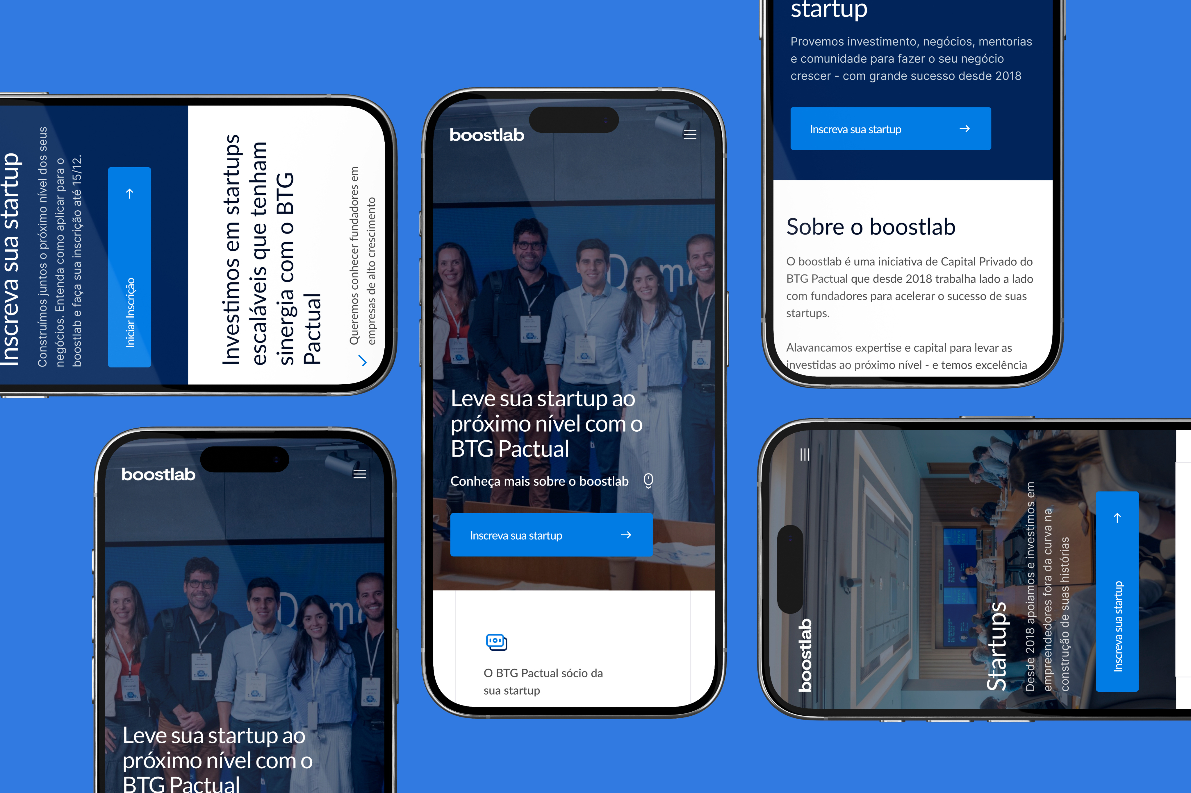 Boostlab — interfaces mobile do programa de startups do BTG Pactual
