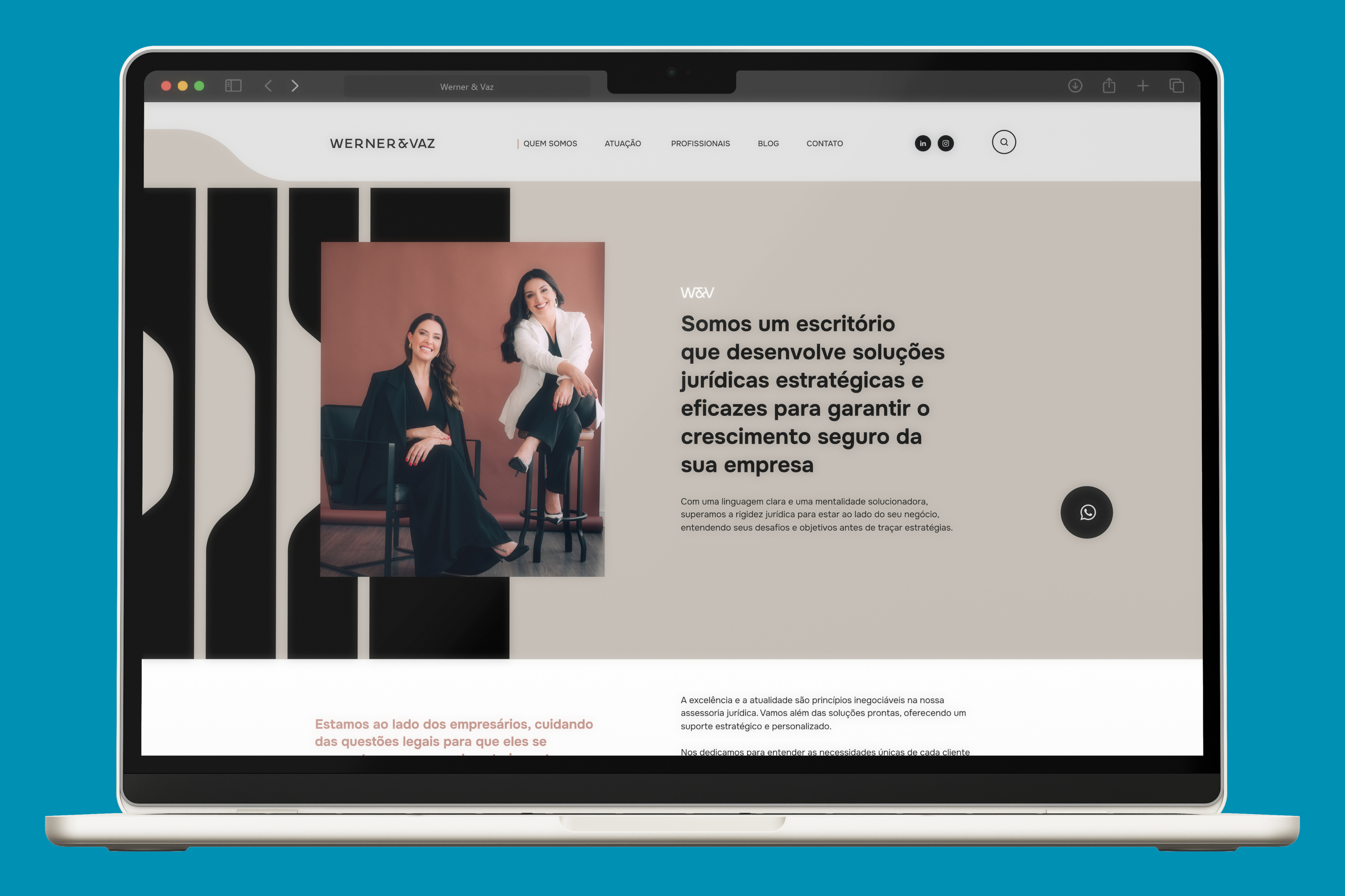 Projeto de UX Design e UX Writing — página Quem Somos em notebook